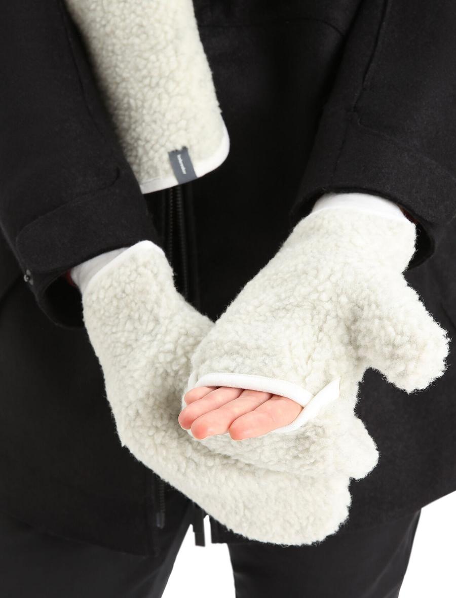 Rękawiczki Icebreaker Unisex RealFleece™ Merino High Pile Mittens Damskie Białe | PL 1452ZUTG